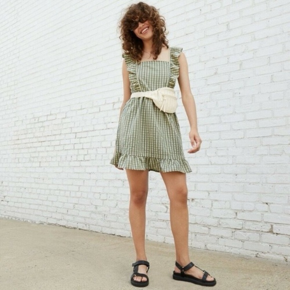 5/$20 Wild Fable Green & Yellow Gingham Style Dress L NWT